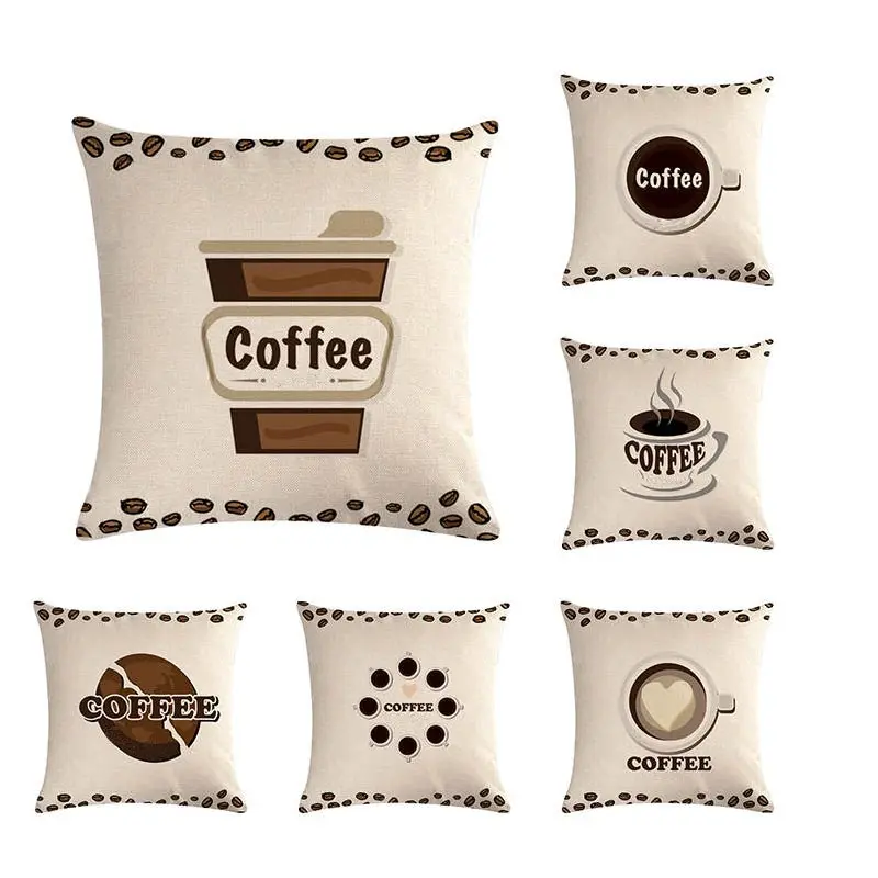 Кофейная наволочка из хлопка и льна для кофейных зерен декоративная 45x45 см