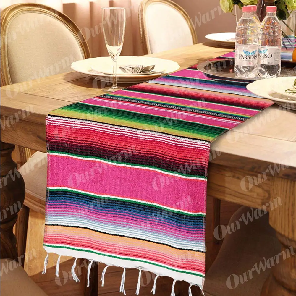OurWarm фиеста тематические вечерние настольная дорожка Cinco De Mayo Празднование украшения для вечеринки сделанные своими руками Мексиканская серапэ хлопок Свадебный Стол