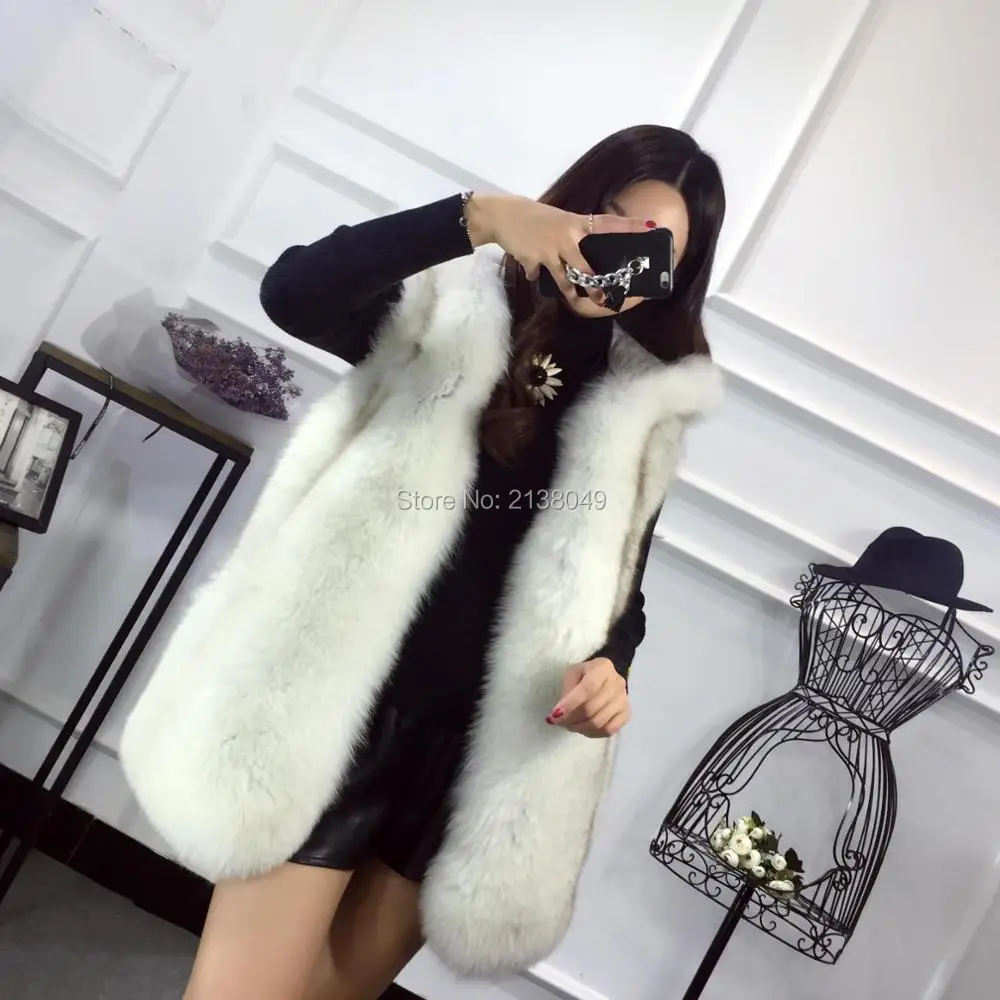 SF0186 женский модный тонкий жилет из натурального Лисьего меха/короткий