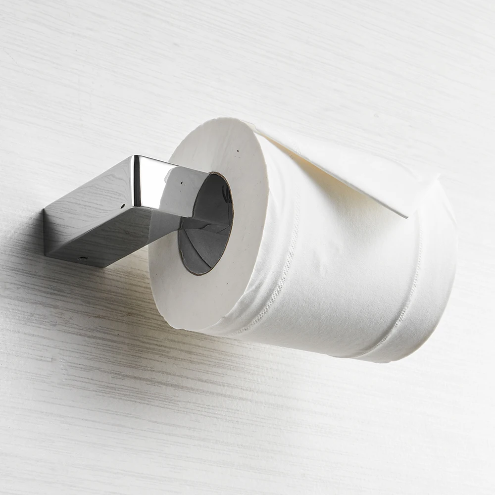 Paper Holders Euro Silver Bathroom Accessories Solid Chrome Toilet WC Paper Holder Roll Holder Without Cover FM-5786L