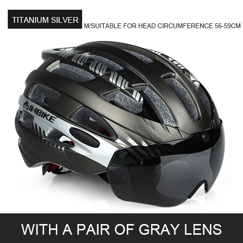 Ti Silver M 1 lens INBIKE велосипедный шлем с очками сверхлегкий MTB велосипедный шлем для мужчин и женщин для горной дороги женские casco специальные велосипедные шлемы - Цвет: Ti Silver M 1 lens