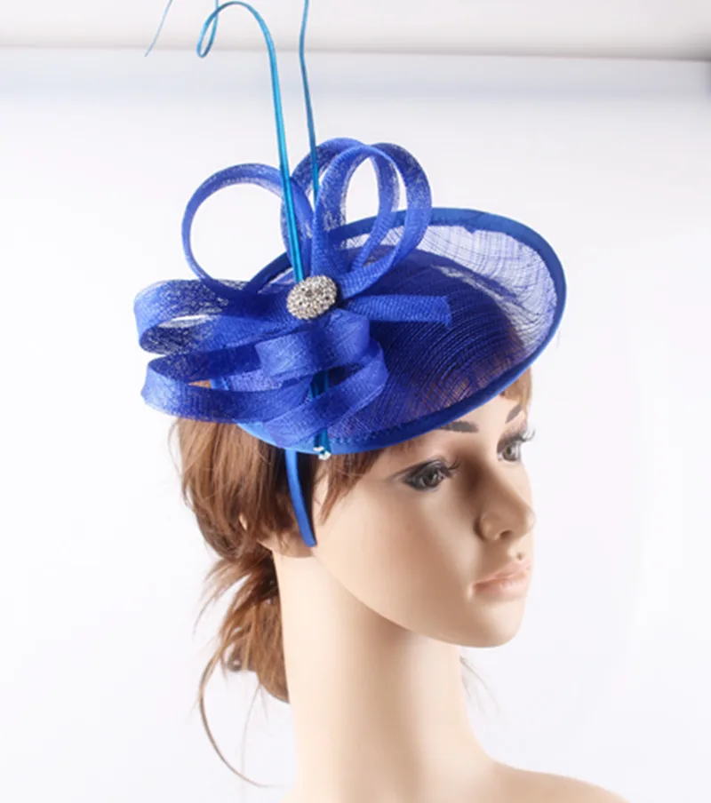 Elegant Fascinator Hair Accesories Sinamay Base With Brooch Ostrich Quill Adorned Millinery Party Cocktail Hats