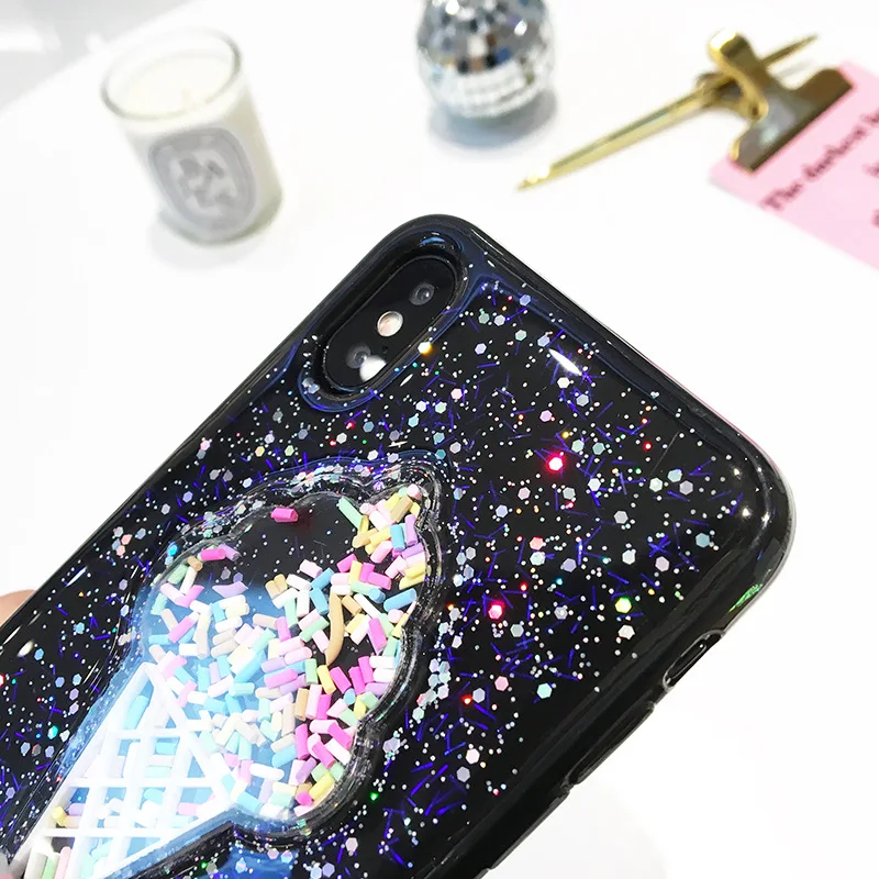 Jiban Новые блестящие 3D Мороженое Радуга Блёстки Телефон чехол для iPhone X 8 плюс Блеск