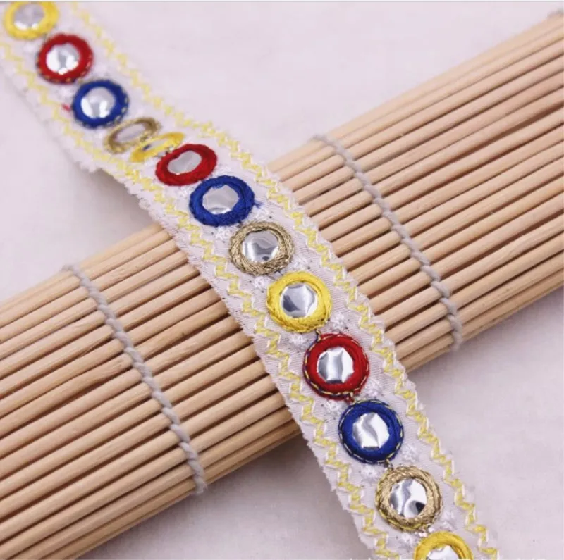 2.3cm Beige 1 ярд, богемная кружевная отделка, этническая кружевная лента с вышивкой, разноцветный круглый шар, кисточка, помпон, бусины, подвесные воротники, аксессуары для самостоятельного изготовления - Цвет: 2.3cm Beige