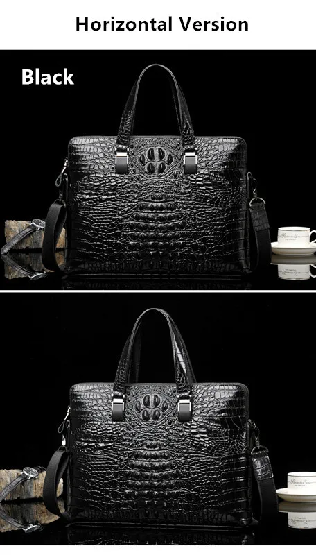 Двухслойный портфель с крокодиловым узором, мужская деловая сумка из коровьей кожи, сумка для ноутбука, мужская сумка через плечо, дорожная сумка