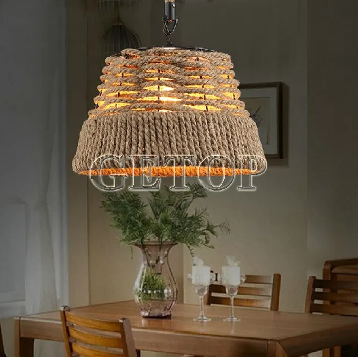 Best Price American Village Vintage Chandelier Handmade Knitted Pure Hemp Rope Light Retro Bar Creative Balcony Aisle | Освещение