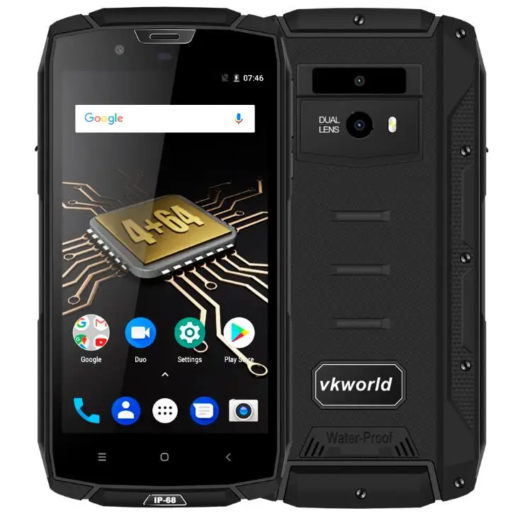 Корабль из RU VKworld VK7000 4G LTE IP68 Водонепроницаемый 5 2 &quotMTK6750T Восьмиядерный Face ID 4 GB + 64