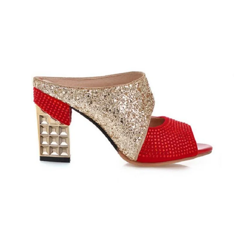 Женские босоножки на высоком каблуке Модные Босоножки с открытым носком Украшенные бусинами летние