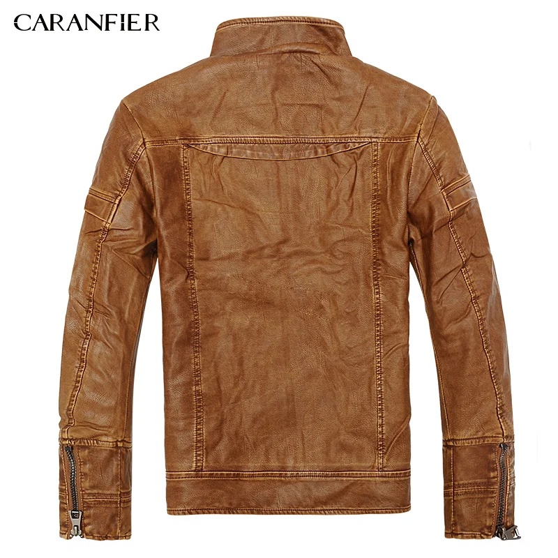 Мужские кожаные куртки CARANFIER классические ковбойские Куртки из искусственной