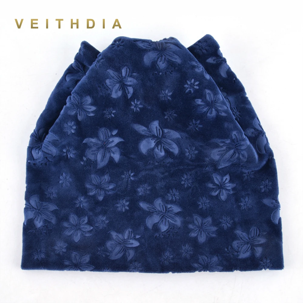 VEITHDIA/осенне зимняя женская Шапка бини с котом Женская Теплая Бархатная шапка
