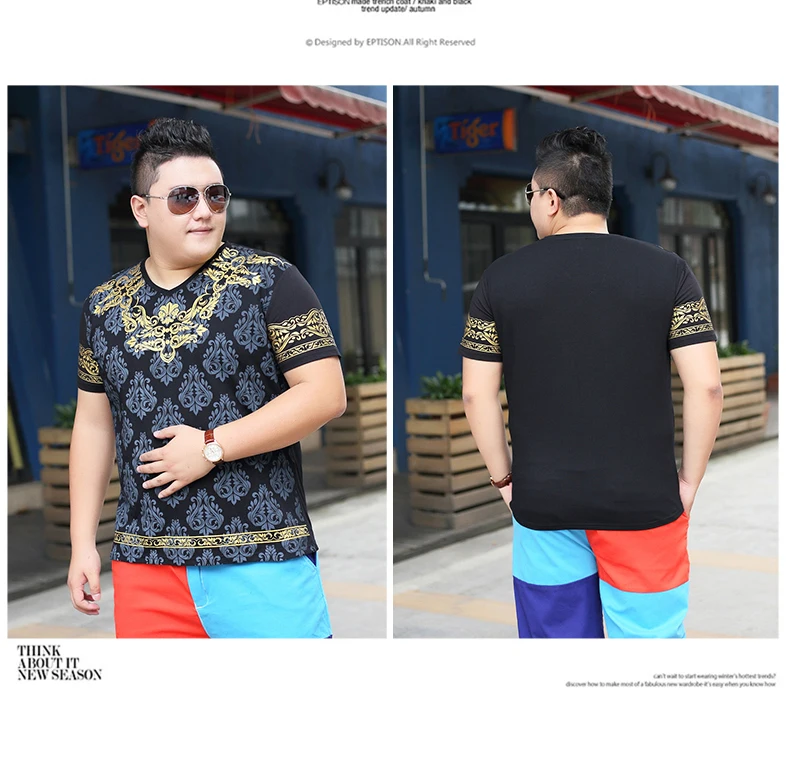 Мужская футболка в стиле хип-хоп, 5XL, 6XL, 7XL, этнический стиль, принт, большой размер, Мужская футболка с v-образным вырезом, короткий рукав, летние мужские футболки, новинка