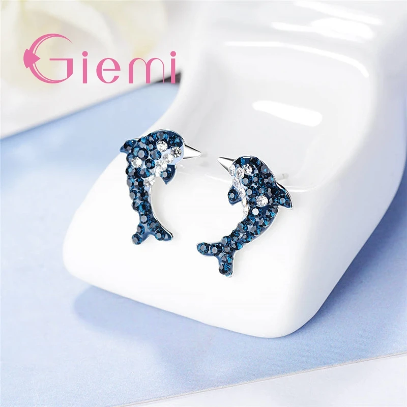 Новинка темно синий фианит проложенный гвоздик серьги для женщин и девушек из