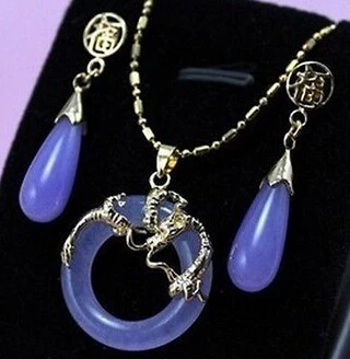 Бесплатная доставка очаровательный фиолетовый кулон серьги набор|pendant earrings