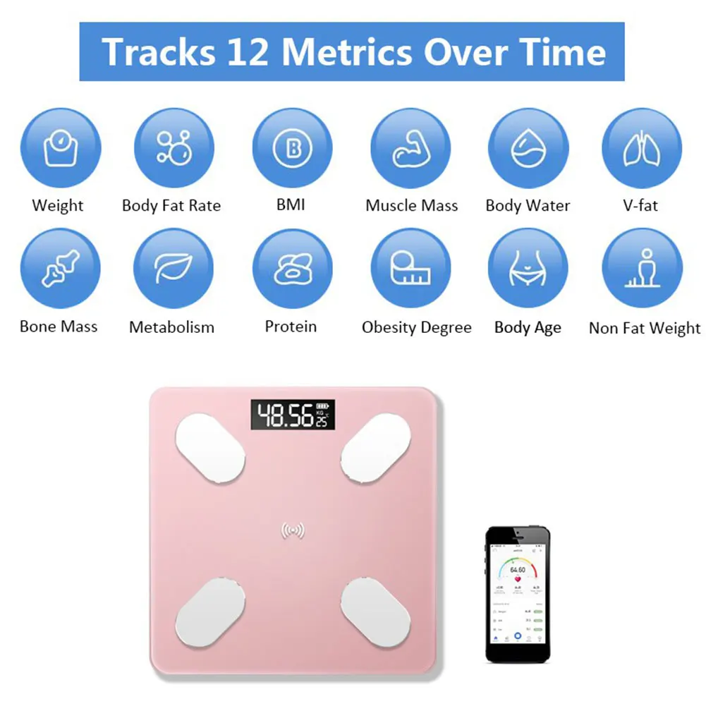 Электронные весы Smart Body Scale многофункциональные Bluetooth lcd Цифровые ж/к вода умный
