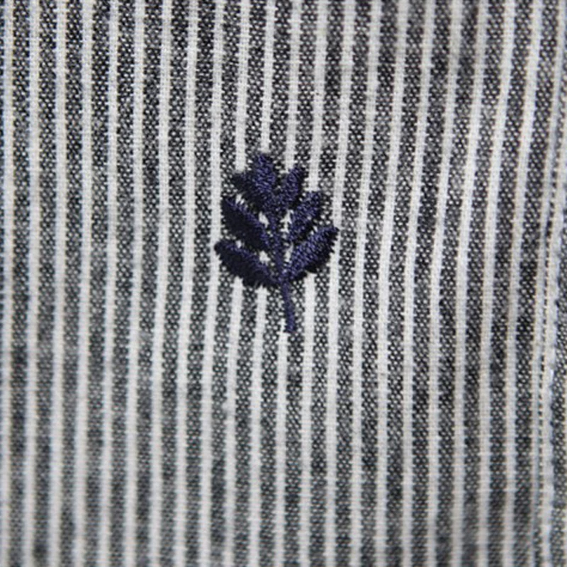 Блузка женская с вышивкой листьев Повседневная рубашка в полоску длинным