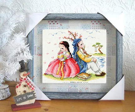 Золотая коллекция Набор для вышивки крестиком влюбленные абрикосового цветка