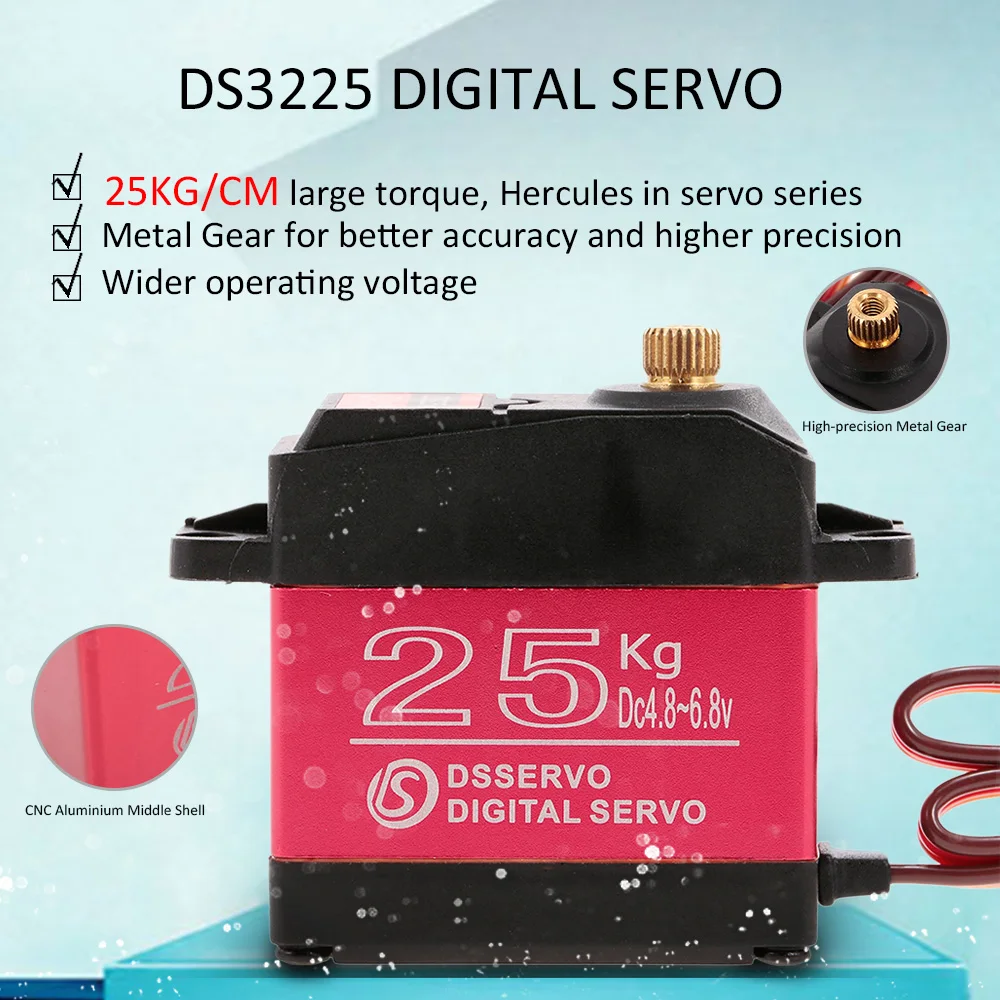 DS3225 25 кг RC сервопривод металлическая Шестерня водонепроницаемый цифровой для