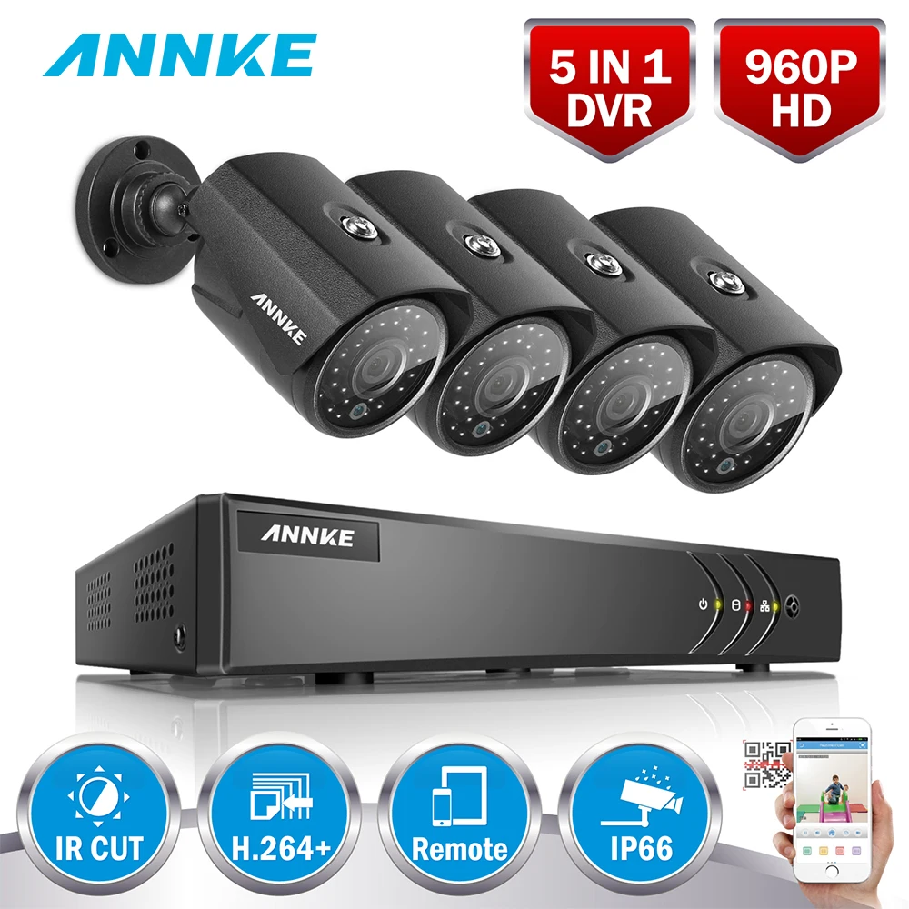 ANNKE HD 720P 8CH 5in1 DVR система безопасности TVI 1.3MP наружные всепогодные камеры с умным ИК
