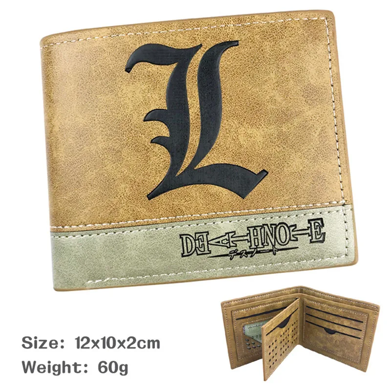 Кошелек цвета хаки из кожи аниме DEATH NOTE короткий бумажник L Lawliet мужской женский и