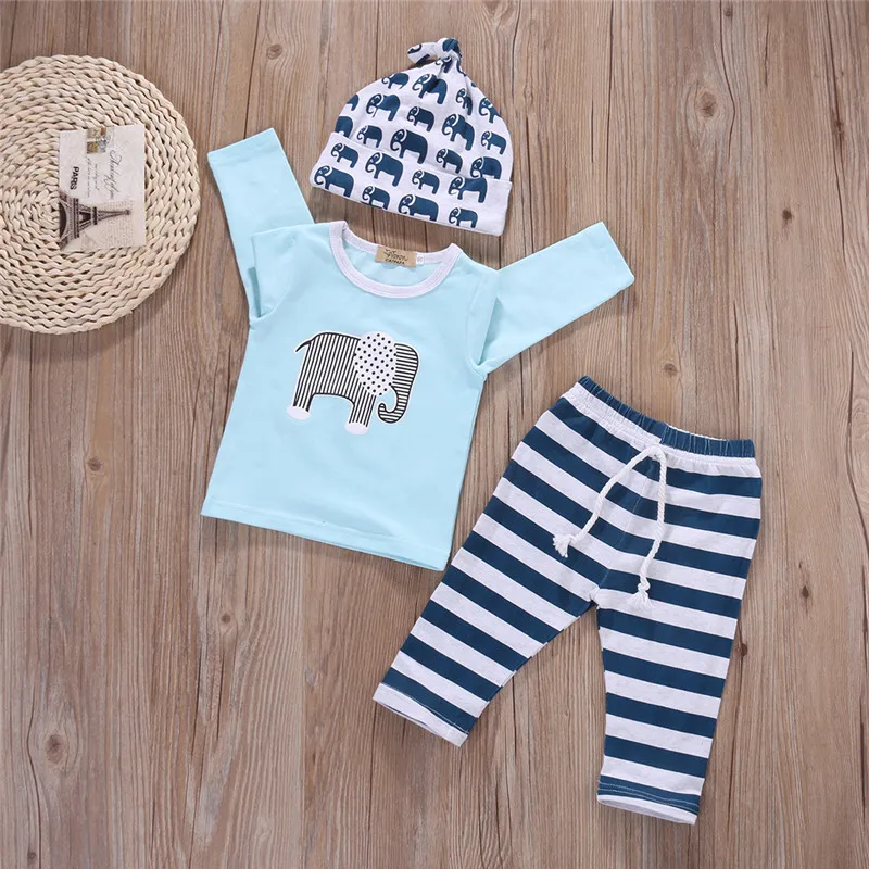 3 ШТ. Новорожденный Одежды Наборы С Длинным Рукавом Мультфильм Пуловер Топы