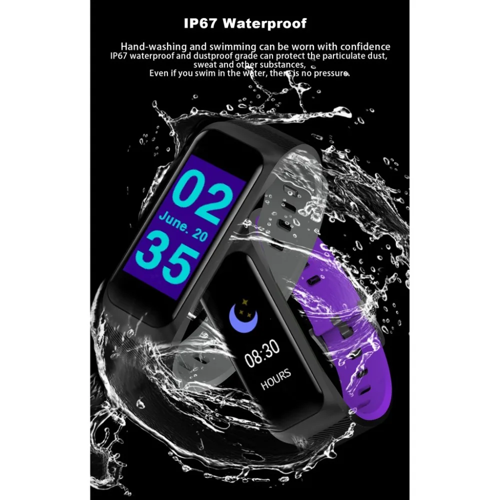 Smart Bracelet Color-screen Fitness Tracker blood pressure Heart Rate Monitor sleep tracker Wristband For Android IOS PK Miband3 |