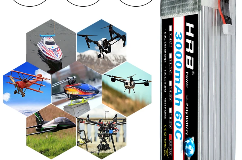 Аккумулятор hrb lipo 6S 22,2 V 3000mAh T Deans XT60 XT90 EC5 TRX 60C Для Hexacopter Heli самолетов Monster Cars Truck лодки RC запчасти