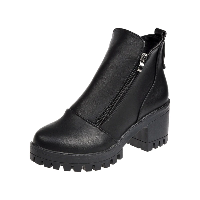 Новые зимние женские ботинки Женские бархатные на высоком каблуке в британском