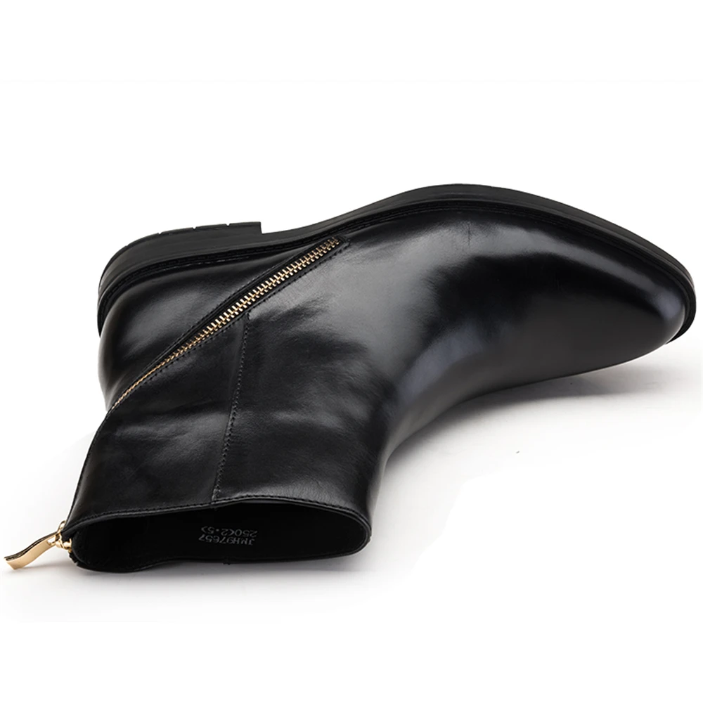 2017 Новых Людей Лодыжки Челси Сапоги Из Натуральной Кожи Круглый носок Корова