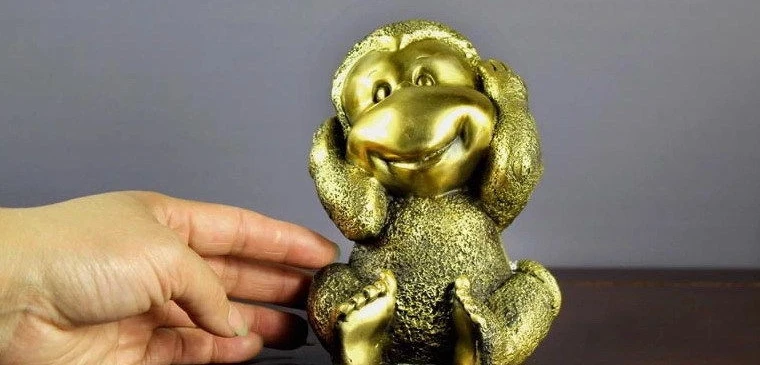 Chinese Copper Brass Folk Feng Shui Art Lucky Zodiac Four Monkey Statue Set | Дом и сад