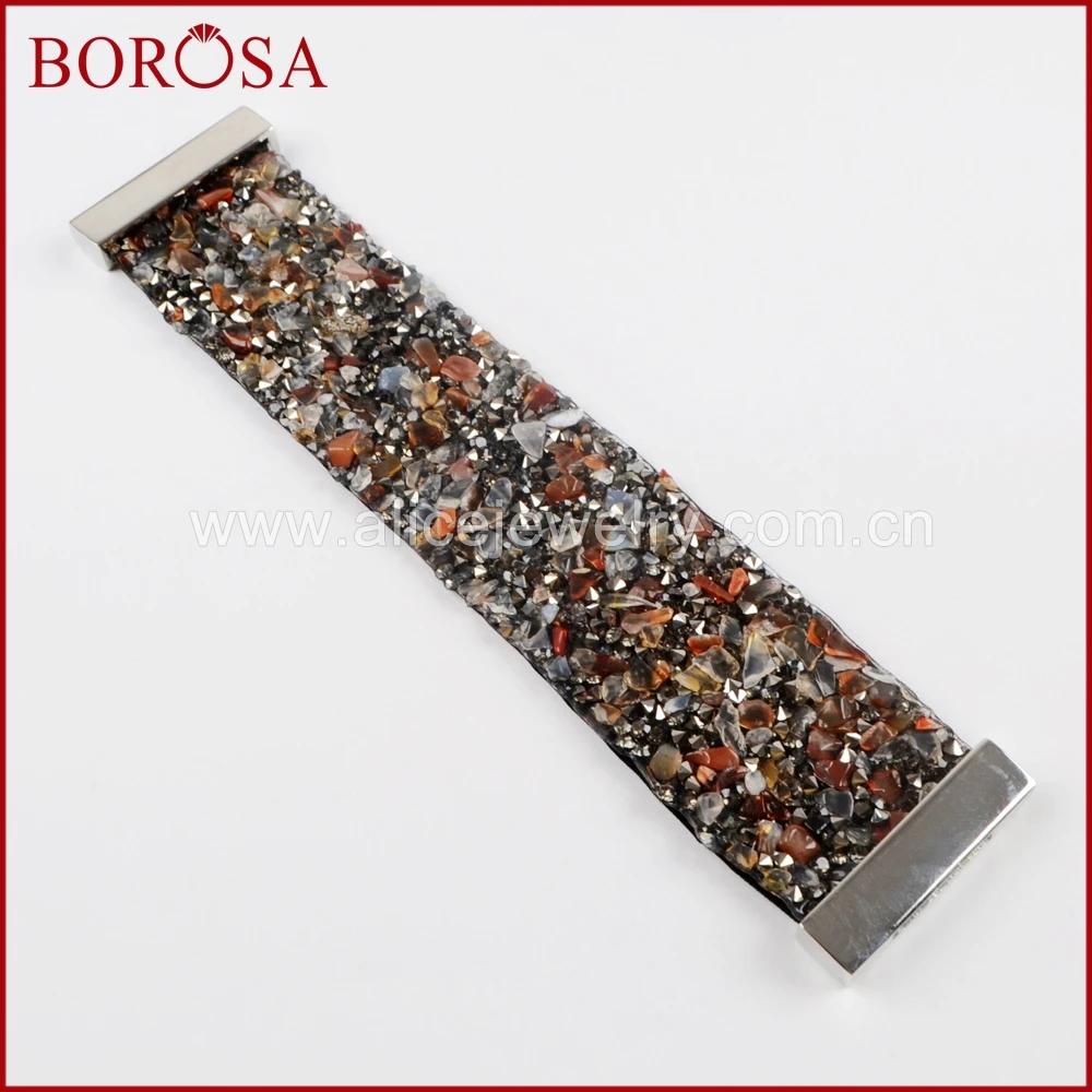 BOROSA 5 шт. натуральный камень Бусины из каменной крошки серебряный браслет WX974 |