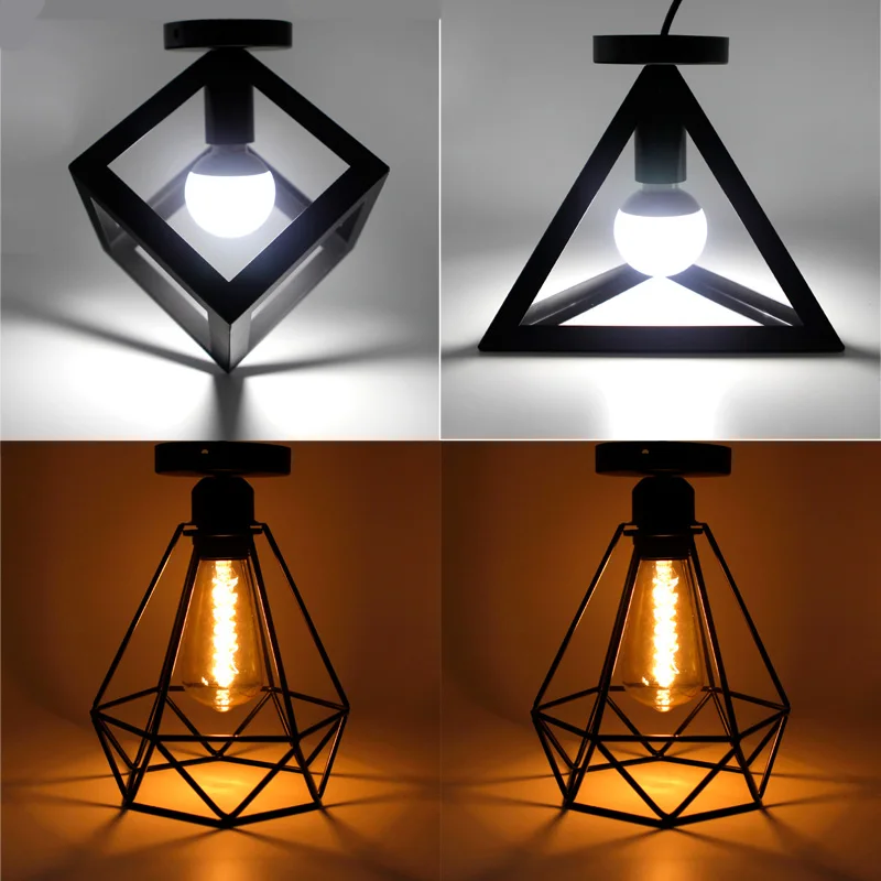 Фото Vintage Iron Black Ceiling Light LED Shade Industrial Modern Lamp Nordic Lighting Cage Fixture Home Living Room Decor Лампы и Vintage Iron Black Ceiling Light LED Shade Industrial Modern Lamp Nordic Lighting Cage Fixture Home Living Room Decor Лампы и