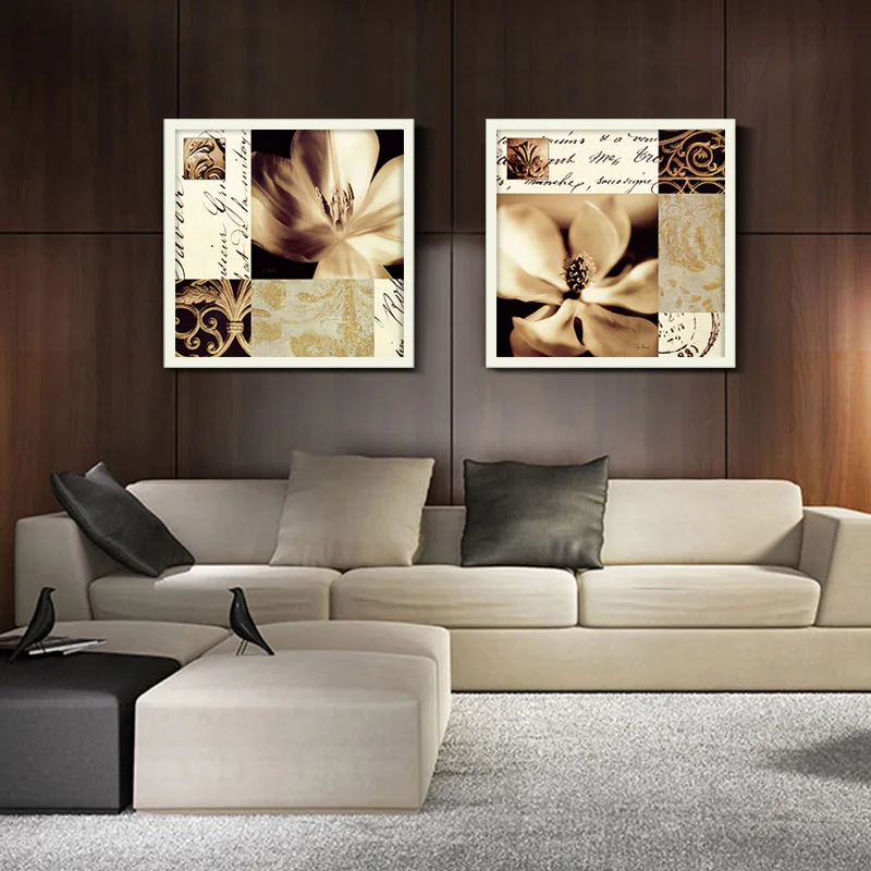 Винтажный стиль цветок холст картина Старый почтовый штамп печать на холсте