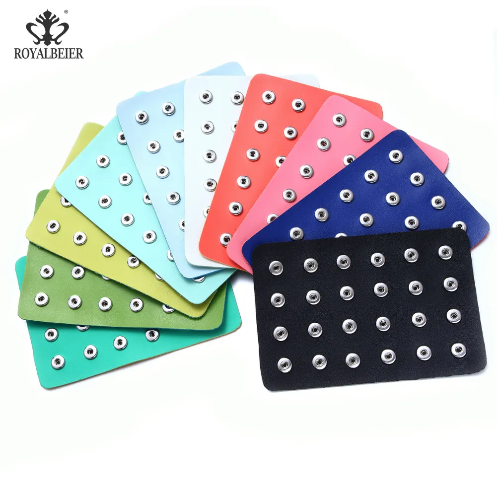 Snap Button Display Stand 10 Colors PU Leather 18mm Snap Display For 240pcs/Set Snap Buttons Soft Stand Unisex DIY Jewelry