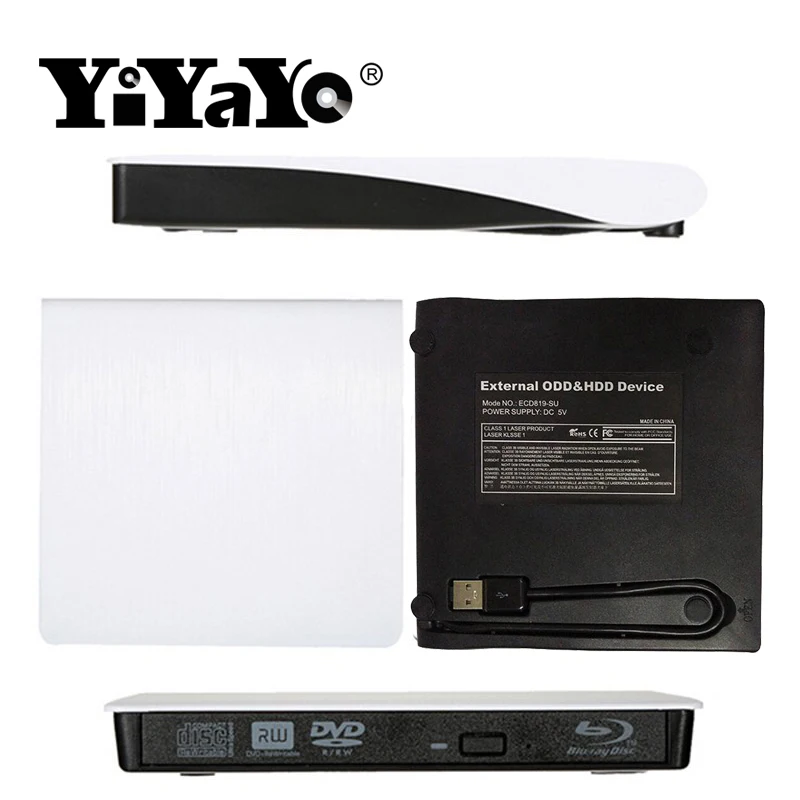 YiYaYo 3d Bluray плеер USB 3 0 CD/DVD/BD ROM CD/DVD RW ГОРЕЛКА Внешний Blu Ray оптический привод для