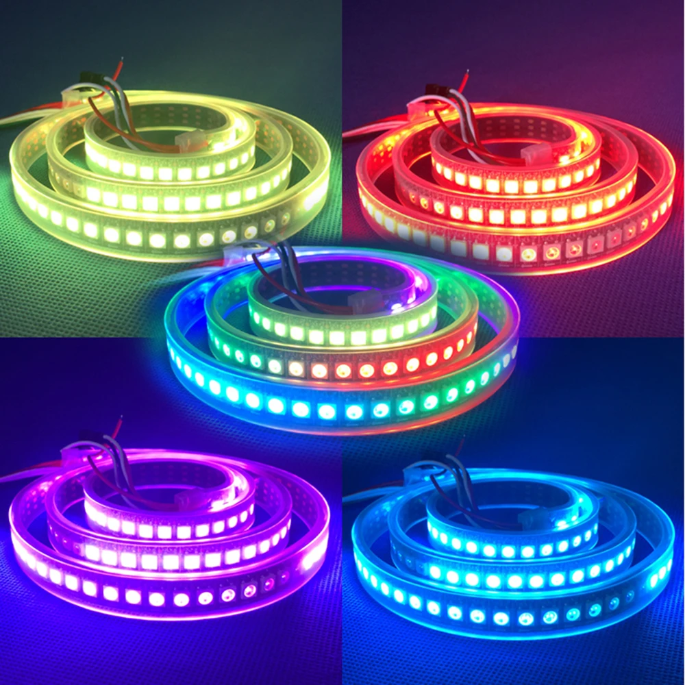 Индивидуально Адресуемая умная светодиодная Пиксельная лента WS2812B RGB DC5V 1m 2m 5m 30 60
