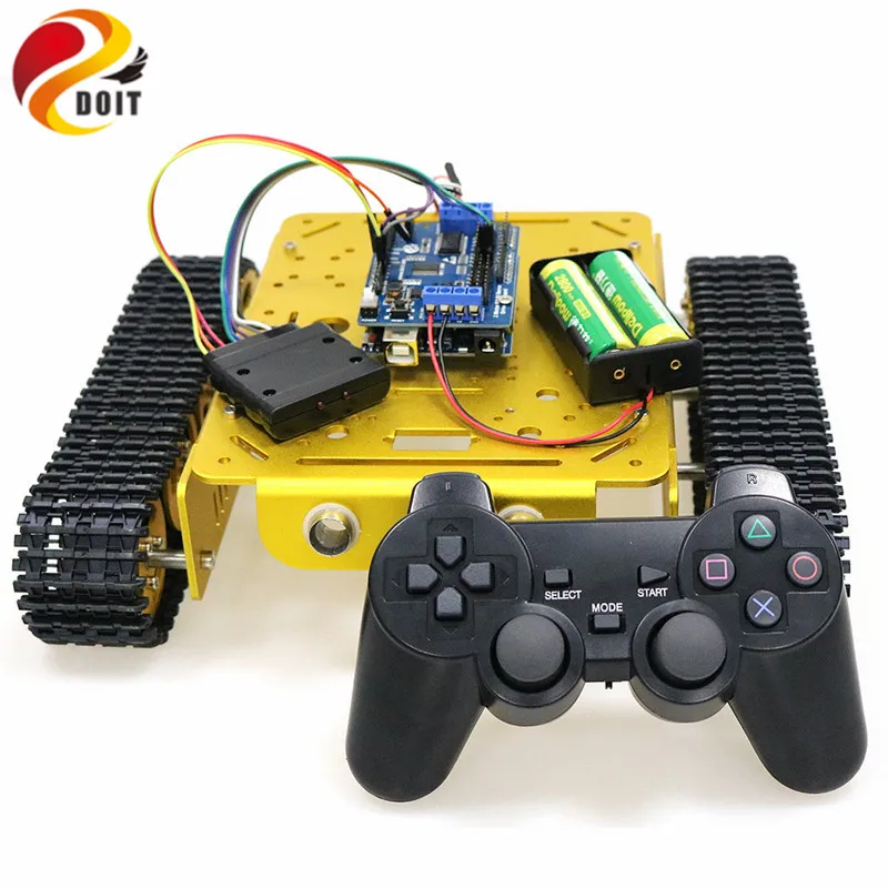PS2 ручка управления умный робот танк шасси с двойным DC 9V мотор + плата Arduino
