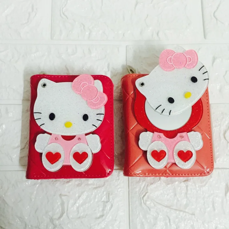 Модный маленький короткий кошелек с сердечками hello kitty женский кожаный кошельки