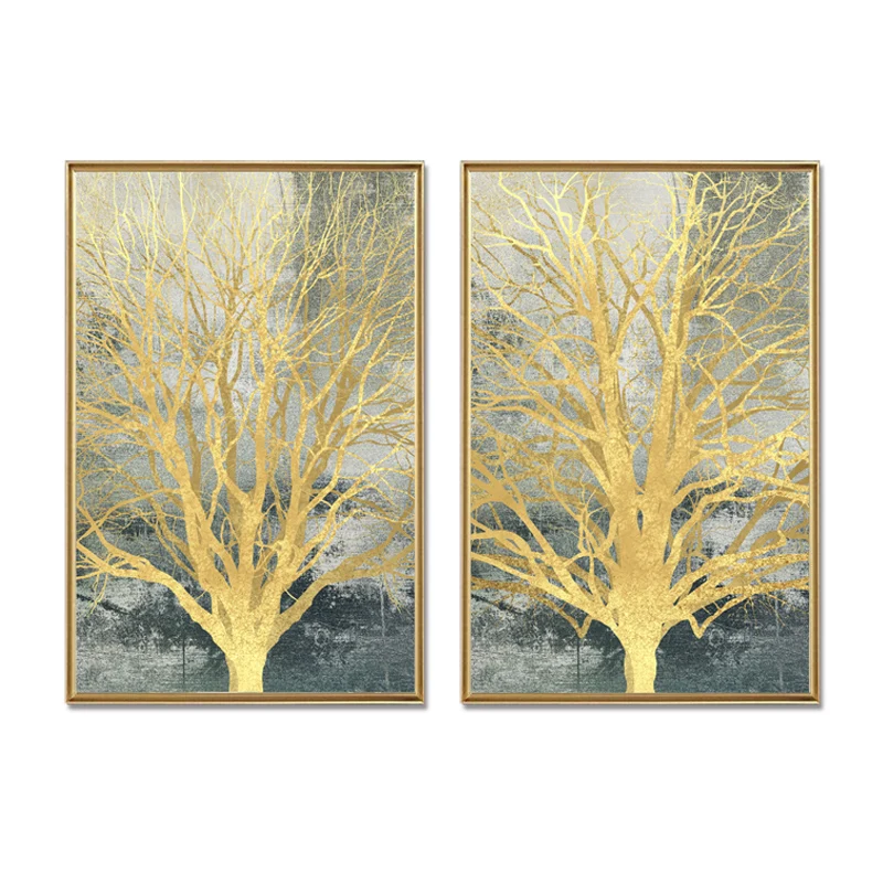 

TOP SALE 2 Piecest/Set Beautiful white gold flower series Canvas Painting Sitting Room Decoration Print Canvas Pictures No Framd