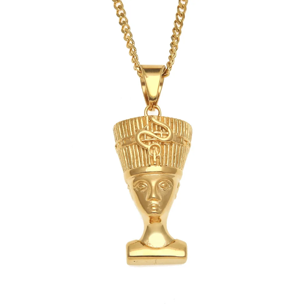Ожерелье с подвеской в виде головы неферта из нержавеющей стали|women jewelry|necklace