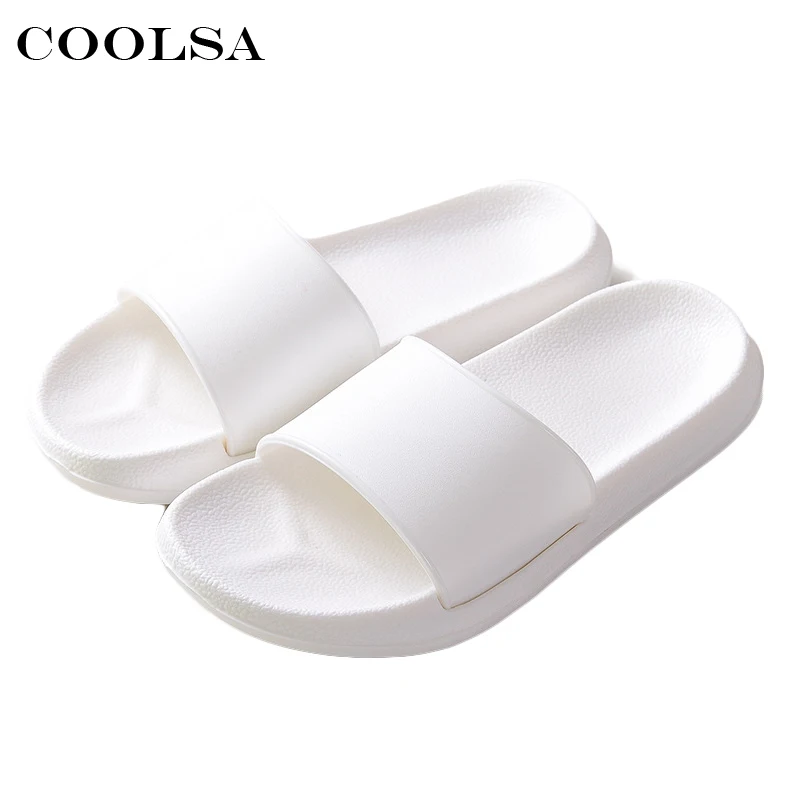 Coolsa/Новинка Летние шлепанцы для ванной цвет черный белый однотонные на плоской
