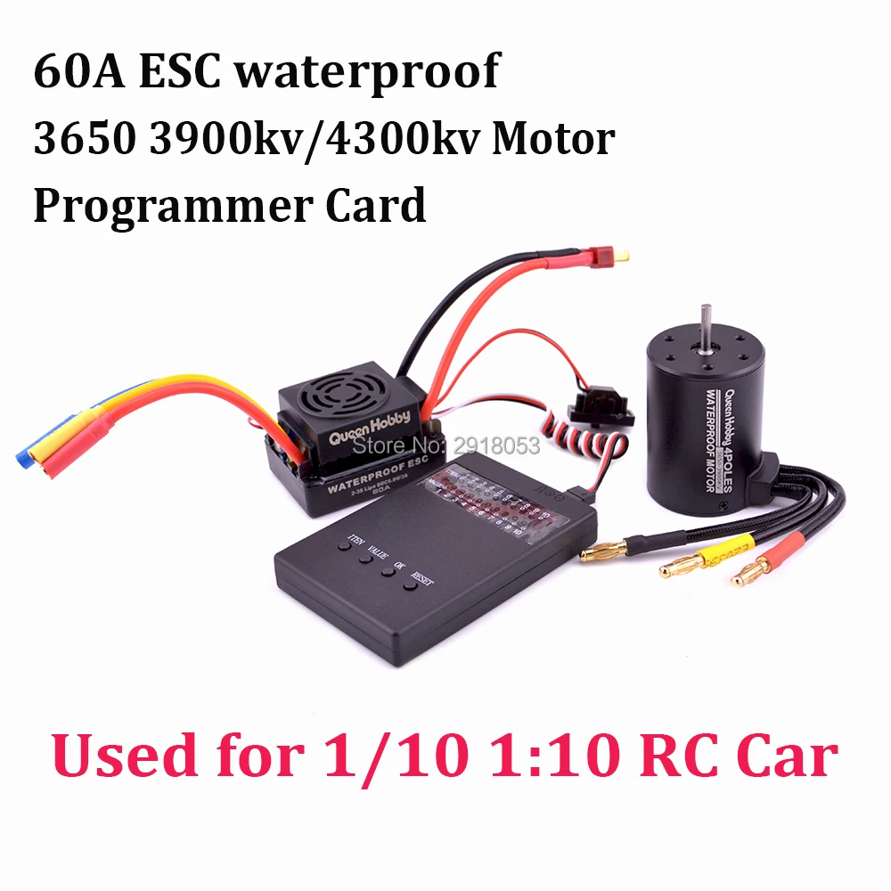 

Waterproof 3650 3900KV 4300KV / 3660 3300kv 3800kv Brushless Motor 60A ESC Programmer Card Combo Set for 1/10 1:10 RC Car Truck