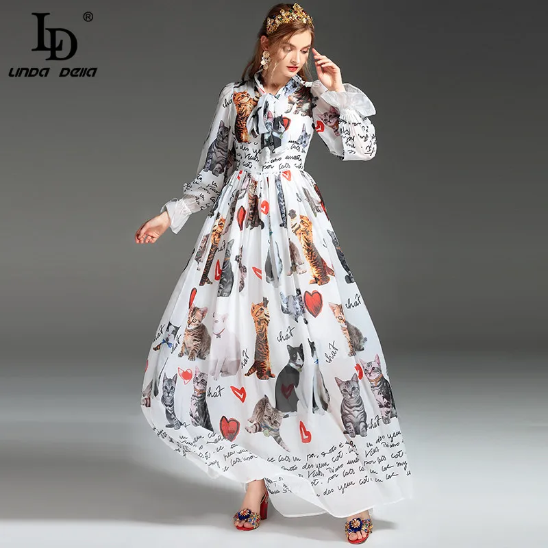 Женское подиумное платье макси с длинным рукавом дизайнерское повседневное