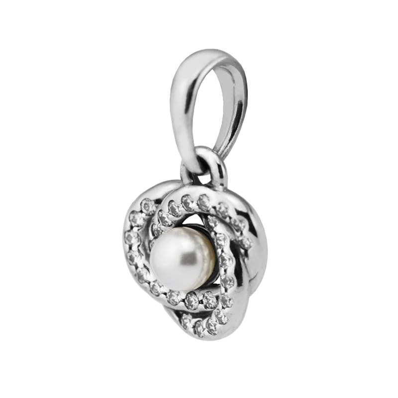 Светящийся узел любви Белый Paerl не с позолоченным кольцом подходят оригинальный браслеты для женщин, сделай сам, 925 серебро бусины для ювелирных изделий