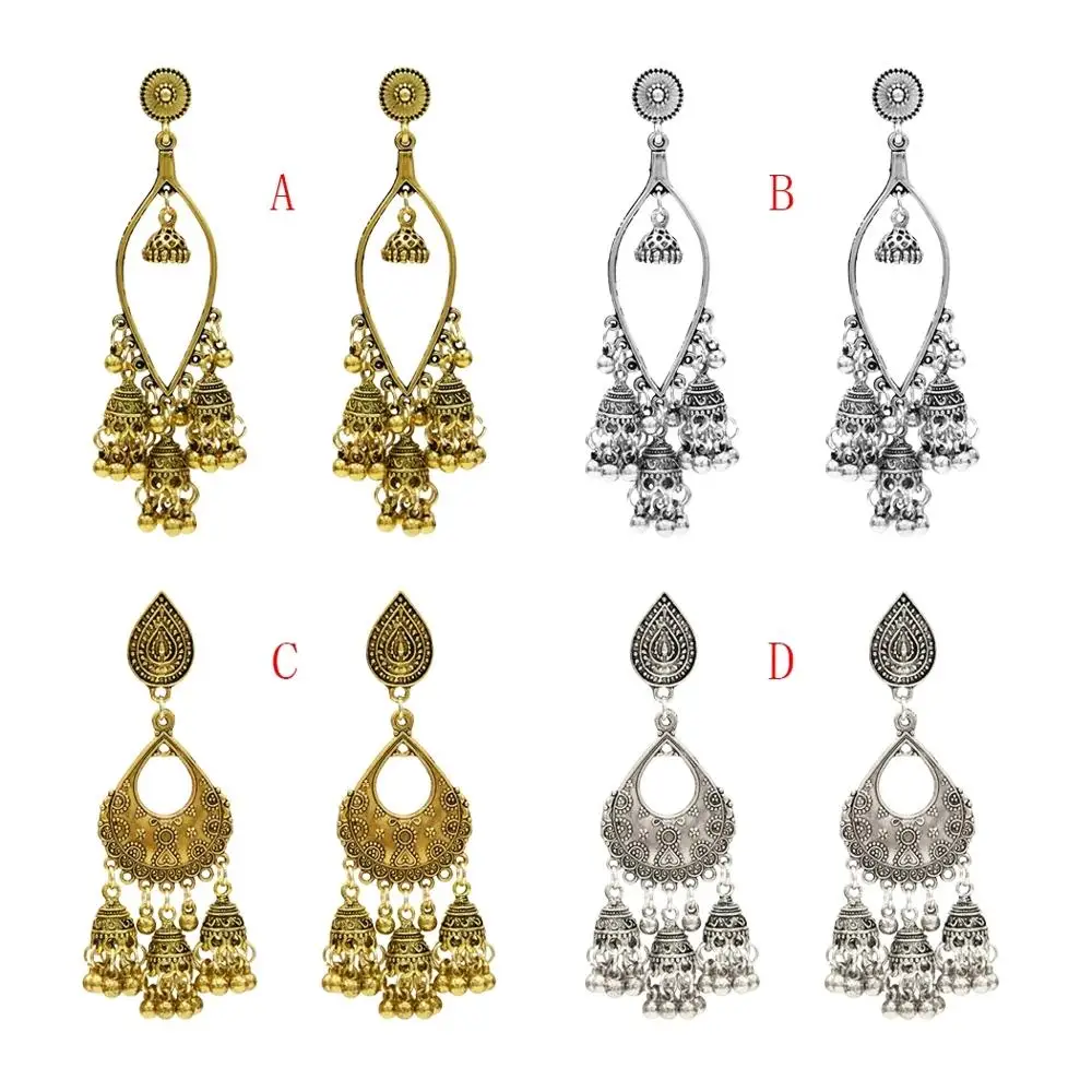 Индийские серьги Jhumka окисленное золото египетские колокольчики большое
