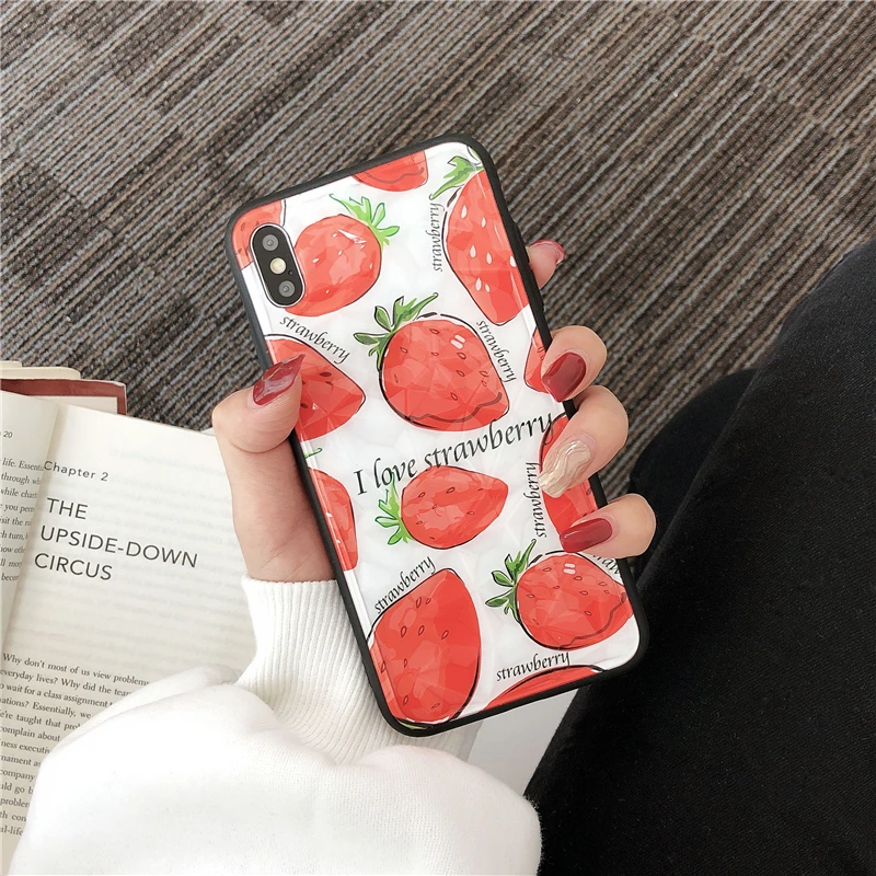 Summer Fresh Strawberry Pineapple Case for Iphone Xs Max Xr Glossy Fruit Hard Pc Silicon 6s 7 8plus X Back Cover |