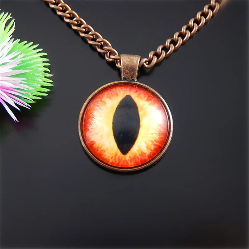 Jewelry Necklace Long Chain Latest Private Design Dragon Eyes Pendant 25mm Gem Bezel Covered Lady Handmade Natural | Украшения и