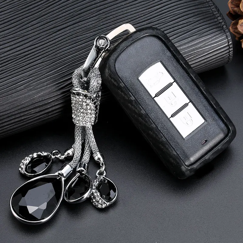 Новинка 2019 чехол для ключей из углеродного волокна с силикагелем Mitsubishi Outlander Lancer