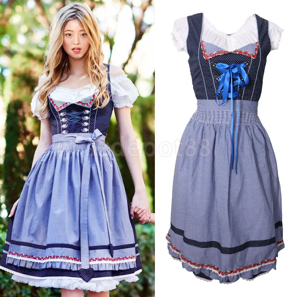 

Traditional Women Dirndl Oktoberfest Costume German Wench Maid Dirndl Fancy Dress Halloween Party Outdit