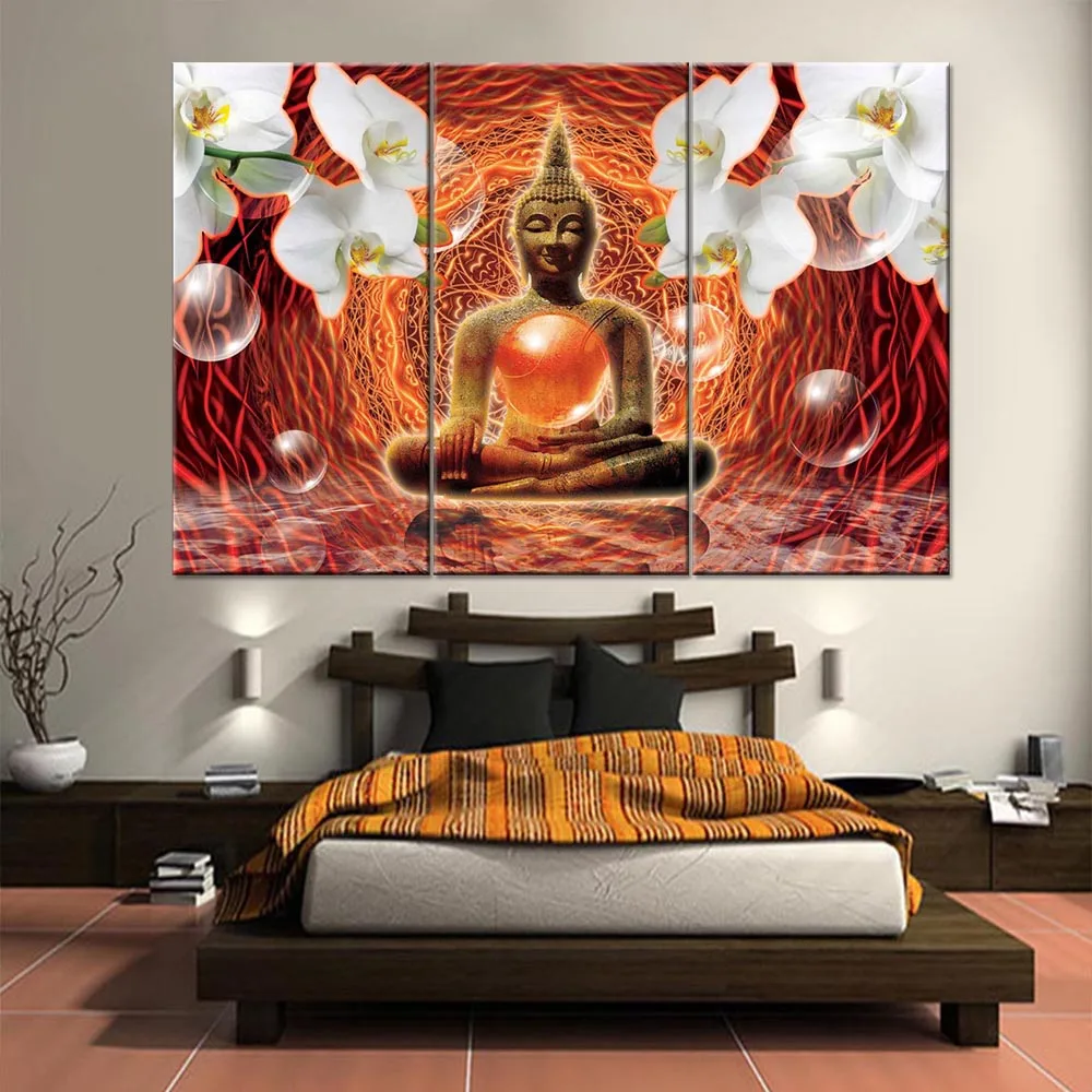 Canvas Art Printed Modern Wall Pictures Buddhist Zen Flower Modular Hd Decoration Living Room Framework Painting Poster | Дом и сад