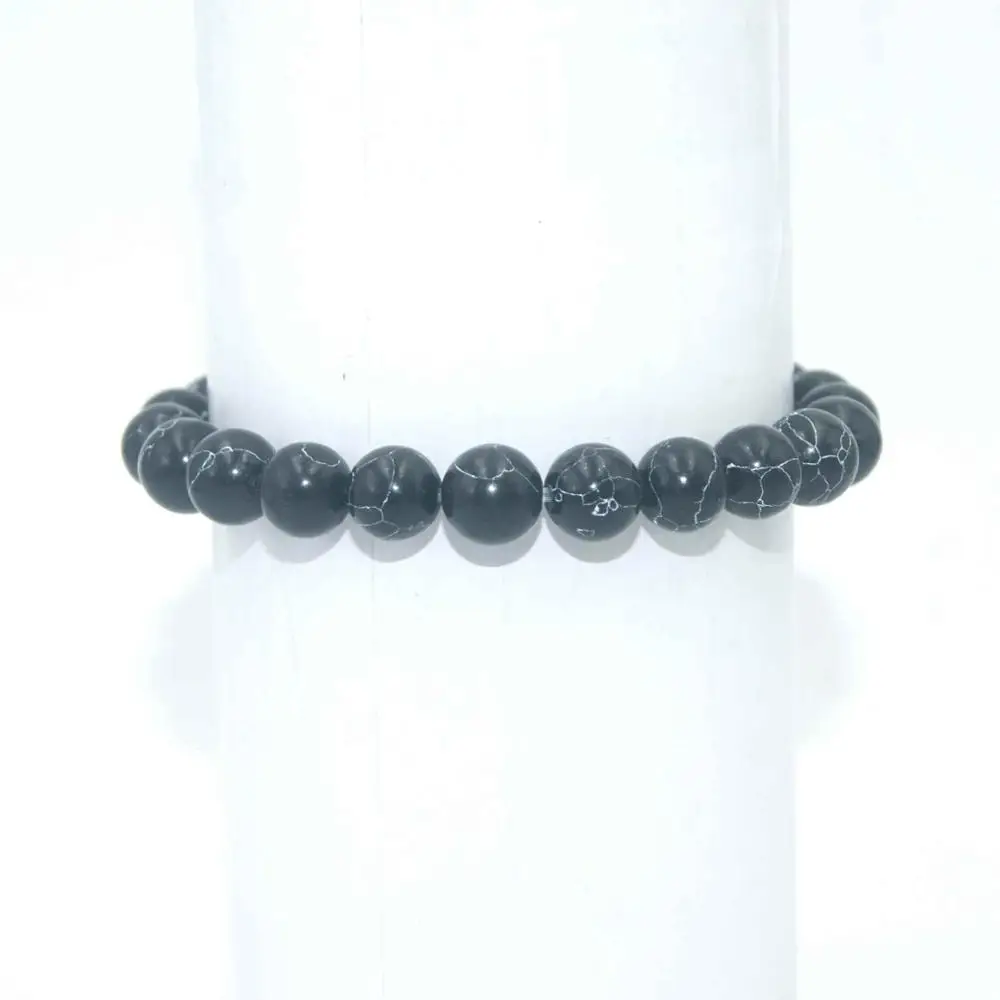 Black Turquoise Передача удачи 6 8 10 мм натуральный камень Бусины аметисты Агаты тигровый глаз Lapis браслеты из лазурита для женщин мужчин Йога браслет Femme - Окраска металла: Black Turquoise